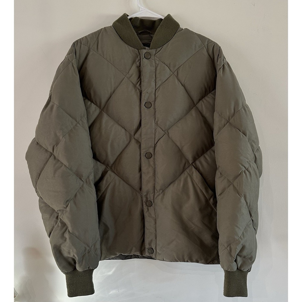 VTG CABELAS Quilted Puffer Goose Down Bomber Jacket Medium Green‎ Hunting